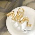 Goldene Metall Schlangen Haarspange minimalistische Haarklammer elegante Damen Aksessoir - L / Gold