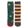 Christmas asymmetric cotton mid-tube socks couple striped trendy casual warm winter socks - 37-43 / Color Ball