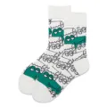 Trendy cartoon crocodile print white crew socks for men and women, stylish street wear cotton socks. - 37-43 / White