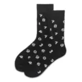 Street style black cotton crew socks with white numbers pattern for men and women couples daily. - 37-43 / Black