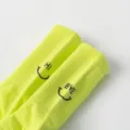 Neon green mid-tube socks featuring embroidered smiley face and letter designs for street style. - 37-43 / Fluorescent Green