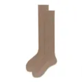 Women brown ribbed knee high socks long cotton knit fashion daily wear cute casual hosiery - 35-40 / Light Coffee