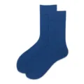 Einfarbige blaue Damen Socken aus Baumwolle, klassische Mittelsocken für den Alltag. - Einheitsgröße (35-40) / Grünkohlblau