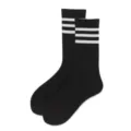 Classic black and white striped tube socks, stylish athletic and casual wear for couples. - One Size (37-43) / Black