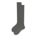 Grey ribbed knee-high socks for women, comfortable cotton long socks for daily wear. - 35-40 / Dark Gray