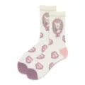 Women sheer glass silk mid-calf socks summer thin transparent crystal retro deer print - 35-39 / Lamb