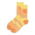Colorful color block crew socks yellow and orange cotton casual sports socks for daily wear - One Size (37-43) / Yellow Colorblock
