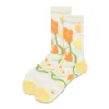 Sheer glass silk socks women summer thin transparent crystal mesh mid tube floral fashion hosiery - 35-39 / Tulip