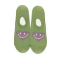 Green Low-Cut Socks with Purple Heart Pattern Casual Cute Invisible Footie Socks - 37-42 / U1