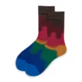 Colorful wave pattern mid-calf cotton socks for casual daily wear and street skate style. - 37-43 / Multicolor Chevron