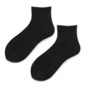 Men solid black short socks cotton breathable ankle socks basic casual style pair - One Size (40-44) / Short Socks / Black
