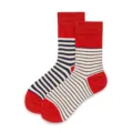 Red white and blue striped crew socks, comfortable cotton casual mid-calf socks variant. - Red White Blue Striped (A2)