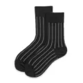 Black striped crew socks for men and women, comfortable cotton fashion hosiery variant. - Black Vertical Striped (D1)