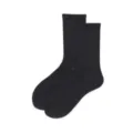 calcetines de media pantorrilla acanalados negros sólidos para mujeres algodón deportivo transpirable - Talla Única (35-40) / Calcetines de caña alta / Negro