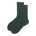 Dunkelgrüne Damensocken, schlichte einfarbige mittelhoche Baumwollsocken Variante. - Einheitsgröße (35-40) / Pinienkerngrün