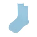 Calcetines altos azul claro para mujer, algodón liso transpirable para uso diario primavera. - Talla Única (35-40) / Calcetines de caña alta / Azul claro