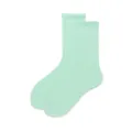 Calcetines verde menta, diseño acanalado clásico, modelo liso básico estilo casual para variante. - Talla Única (35-40) / Calcetines de caña alta / Verde claro