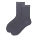 Dunkelgraue einfarbige gerippte Baumwollsocken in Wadenlänge für Damen, klassischer Stil. - 35-39 / Rauchgrau