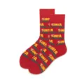 Red Christmas Santa stops here knitted crew socks for men and women cozy winter holiday footwear. - Christmas Red