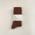 Women solid color thick warm mid-tube knit socks winter retro casual cozy brown wool socks - One Size (35-40) / Coffee Camel