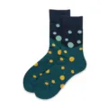 Unisex Cotton Mid-Calf Socks Navy Teal Polka Dot Streetwear Casual Sports Long Hosiery - 37-43 / Contrast Color Polka Dot