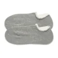 Grey women boat socks with white ruffle cuff, cute cotton low cut short socks for daily wear. - One Size / Light Gray