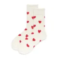 Beige red heart print crew socks for men and women, stylish cotton casual long socks - 37-43 / Off-White with Red Heart