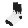 Black and white drip pattern mid-tube cotton socks, trendy streetwear for men and women. - 37-43 / Black White Dripping Print