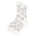 Men and women trend mid-tube socks retro street hip-hop style white cotton skate socks - 37-43 / White Graffiti Symbol