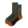 Green brown black color blocked crew socks, stylish cotton casual skateboard socks for daily wear. - Green Brown Black Colorblock (C3)