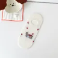 Süße Cartoon Hund Kurze Booties Socken Damen Weiß Sommer Dünne Anti-Rutsch Freizeitsocken - Einheitsgröße (35-39) / Herz