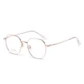 Leggera montatura per occhiali poligonale in beta-titanio, elegante design oro rosa. - Oro rosa