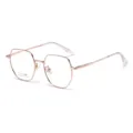 Montatura per occhiali da vista in titanio poligonale oro rosa alla moda e leggera. - Montatura Oro Rosa