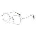 Monture de lunettes ronde en titane léger, cadre complet anti-lumière bleue argenté. - Monture Argentée