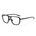 Montatura per occhiali ottici poligonali TR90 leggera cornice per occhiali nera vintage - Nero Lucido