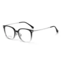 Montatura rotonda con stanghette in titanio da donna, occhiali da vista TR sfumati alla moda. - Montatura Sfumata Nero Argento