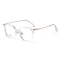 Lunettes à monture transparente et branches en métal doré rose, optique tendance. - Or rose transparent