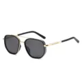 Occhiali da sole polarizzati uomo retro quadrato guida UV400 moda occhiali nero oro - 8551 Montatura Nero Oro Lente Grigia