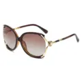 Oversized gradient women sunglasses with chic gold frames, pearl decor, and UV protection. - Gold Brown Frame Brown Gradient Lens