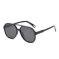 Occhiali da sole polarizzati aviatore nero classico uomo donna, elegante occhiale TR90. - Montatura Nero Lucido Lenti Grigie