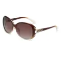 Occhiali da sole donna moda marrone dégradé con aste in metallo e strass protezione UV - Montatura Tè Lente Tè Sfumato