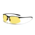 Occhiali da sole ciclismo polarizzati uomo con lenti gialle, protezione UV per guida all'aperto. - Montatura Nera Lucida Lente Visione Notturna