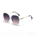 Donna moda occhiali da sole sfumati lusso montatura metallica chic occhiali sole - Montatura Dorata Lente Grigio-Rosa