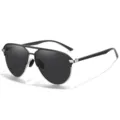 Occhiali da sole aviatore uomo con doppio ponte e lenti protezione UV ideali per la guida. - Montatura Nero Oro Lente Nero Grigio