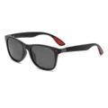 Occhiali da sole uomo polarizzati sport guida montatura nera dettagli rossi protezione UV400 - Montatura Nera Lucida Lente Grigia