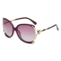 Occhiali da sole viola da donna oversize con montatura in metallo dorato e perle. - Montatura Oro Viola Lente Sfumata Viola
