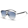 Occhiali da Sole Aviatore Uomo Guida Protezione UV Lenti Sfumate Blu Montatura Metallo - Montatura Blu Argento / Lenti Blu Sfumate
