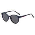 Occhiali da sole polarizzati uomo montatura tonda retro guida outdoor moda vista principale - Montatura Blu Lenti Grigie