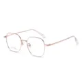 Montatura per occhiali da vista in titanio leggero tonda metallo anti luce blu - Montatura Oro Rosa