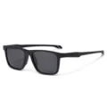 Men's polarized sports sunglasses square frame fashion eyewear for outdoor driving and fishing - Bright Black Gray / Gray Lens